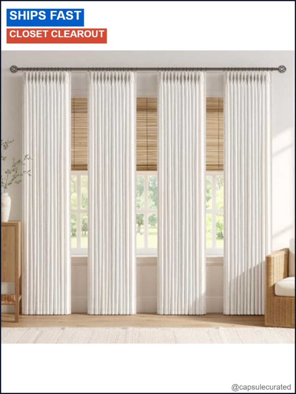 Pinch Pleated Linen Curtains 108 Inch 4 Panels with Hooks Back Tab